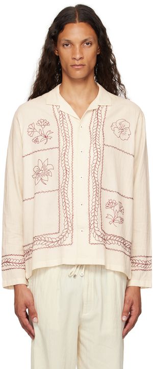 HARAGO Off-White Embroidered Shirt