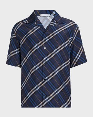 Men's Diagonal Check Short-Sleeve Shirt