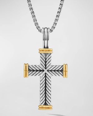 Men's Chevron Cross Pendant in Silver, 24mm