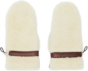 Chloé Mitaines brun et beige en peau retournée à panneaux