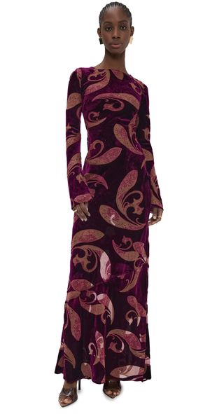 Retrofête Iona Velvet Dress Dark Paisley XS