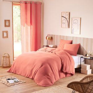 Coton Pur - Parure de couette noah gaze de coton 260 x 240 pour lit 2 places king size 160 à 180 cm - Taille 260x240 cm - Rose
