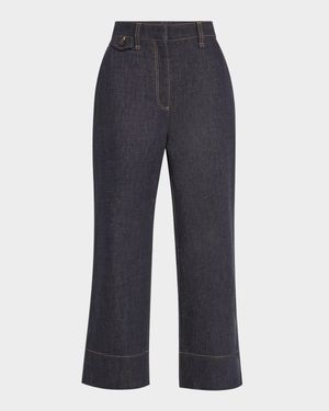 Contrast Stitched Crop Jeans