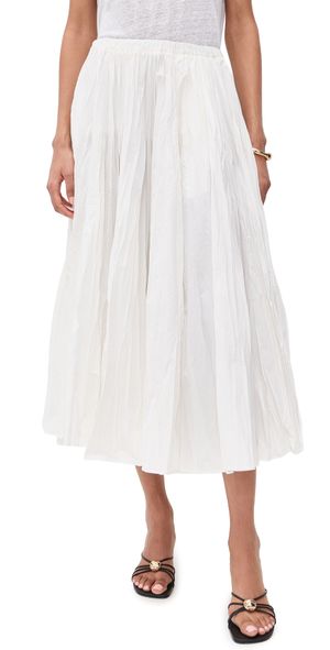 MEIMEIJ Pleated Elastic Waist Full Length Skirt Latte 38