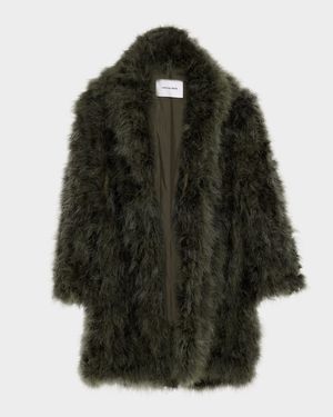 Feather Shawl-Collar Coat