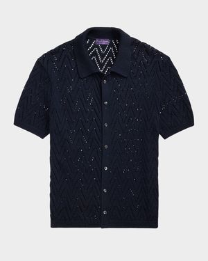 Men's Textured Short-Sleeve Cardigan