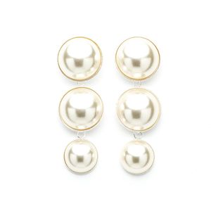 Monsieur Simone - Maxi boucles d'oreilles puces pendantes perles plaqué argent - Taille Unique - Argent