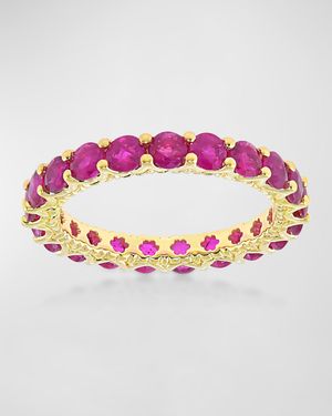 18K Yellow Gold Ruby Gemstone Eternity Band, Size 7