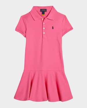 Girl's Stretch Cotton Mesh Polo Dress, Size 2-6X