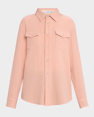 Peach Blush Cashmere Button-Down Shirt