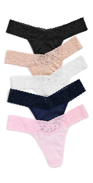 Hanky Panky Cotton Original Rise Thong 5 Pack Bwcn One Size