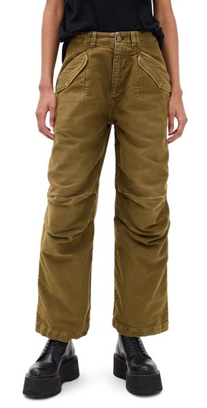 R13 Ankle Military Pants Olive Dyed Moleskin Green 31