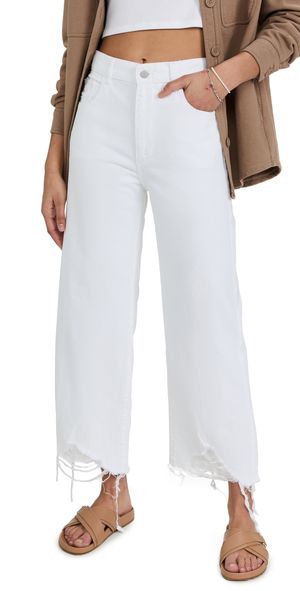 DL1961 Hepburn Wide Leg High Rise Jeans White Distressed 29