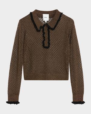 Klara Sparkly Ruffle-Trim Sweater