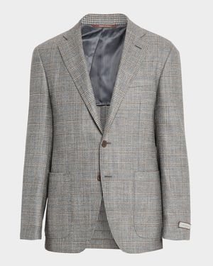 Men's Glen Plaid Notch Lapel Sport Coat