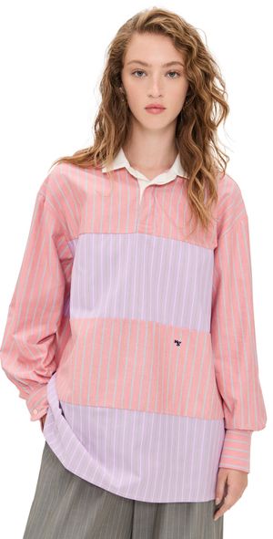 HOMMEGIRLS Shirting Rugby Blouse Coral Lavender Combo L