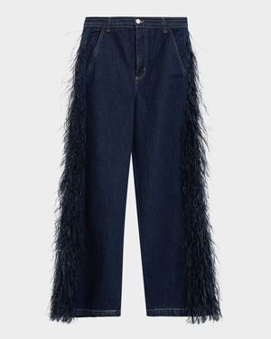 Mott St Jeans with Feathers in Heavy Denim