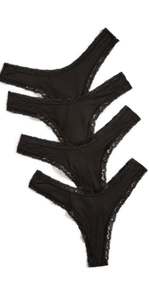 Stripe & Stare Black Thong 4 Pack Box Black L