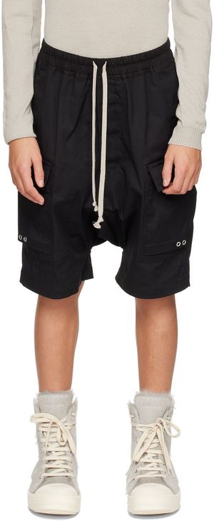 Rick Owens Kids Black Pods Cargo Shorts