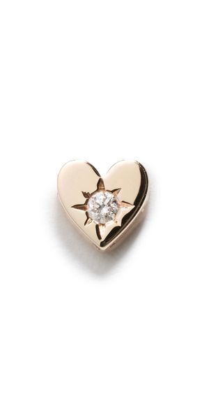 Zoe Chicco 14k Gold Single Itty Bitty Heart Diamond Stud Earring 14k Yellow Gold One Size