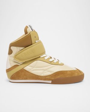 Kick Mixed Leather High-Top Sneakers