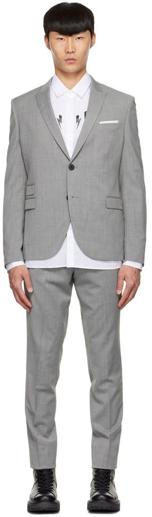 Neil Barrett Gray Polyester Suit