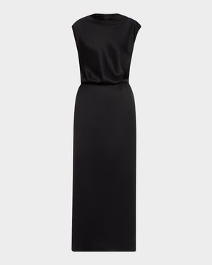 Cap-Sleeve Double Silk Satin Gown