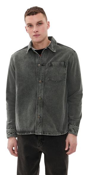 Les Deux Loan Washed Overshirt Grey Washed Denim L