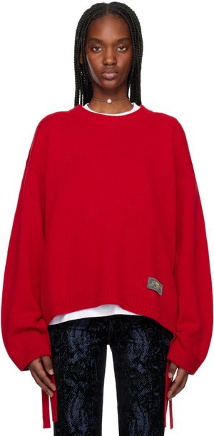 GANNI Red Future Wool Mix Oversized Sweater