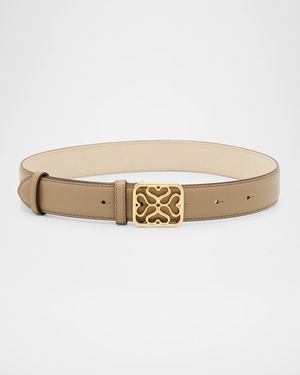 Monogram Wide Leather Buckle Belt