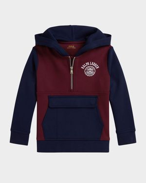 Boy's Double Tech Knit Long-Sleeve Hoodie, Size 2-7