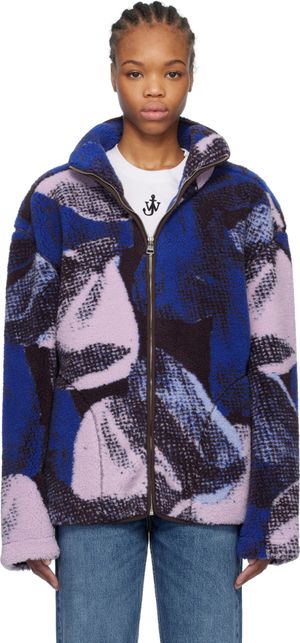 JW Anderson Blouson bleu à motif imprimé et à glissière