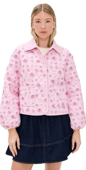 LoveShackFancy Quinlette Jacket Raspberry Fields XS