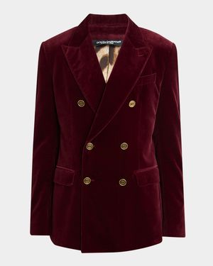 Men's Velvet Double-Breasted Peak Lapel Dinner Jacket