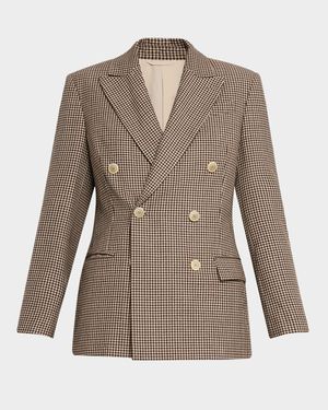 Double-Breasted Check Blazer
