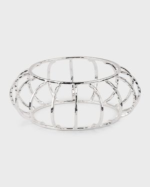 Hammered Silver-Plated Cage Cuff Bracelet