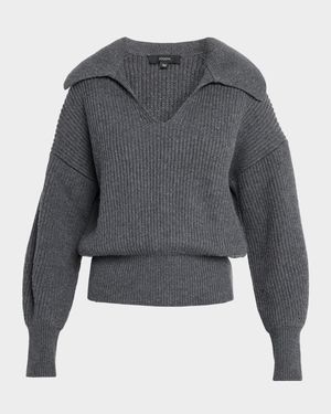 Blouson Rib-Knit Sweater