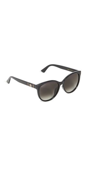Gucci Logo Soft Cat Eye Sunglasses Shiny Black One Size