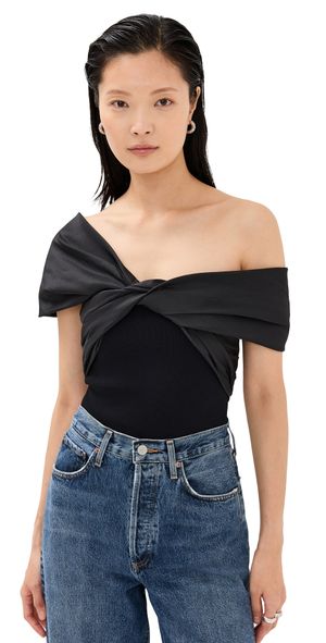 SIMKHAI Celiana Knit Combo Top Ivory XL