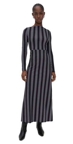 Hill House Home The Selene Dress Cobalt Medallion Stripe/Black L