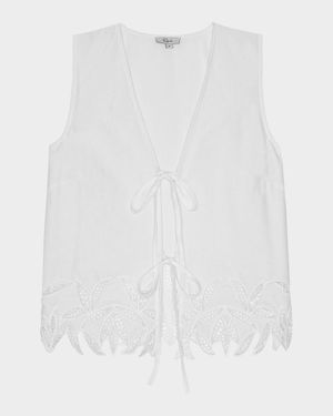 Oregon Embroidered Sleeveless Tie-Front Blouse