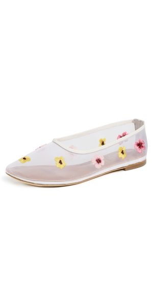 STAUD Alba Ballet Flats Blossom Floral Mesh 38