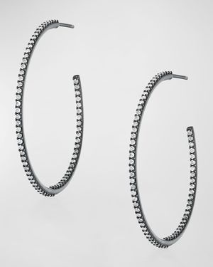 Inside-Out Diamond Hoop Earrings in Black Rhodium-Tone