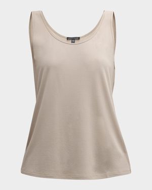 Scoop-Neck Stretch Silk Jersey Tank