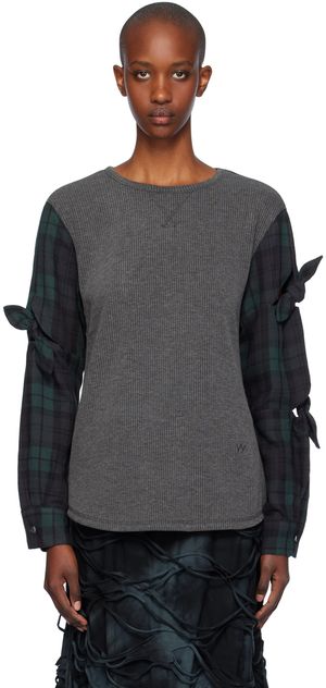 OPEN YY T-shirt gris à ornements noués