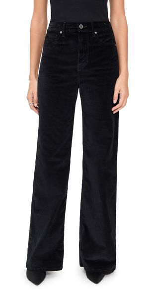 Veronica Beard Jean Taylor High Rise Wide Leg Velvet Pants Black 26