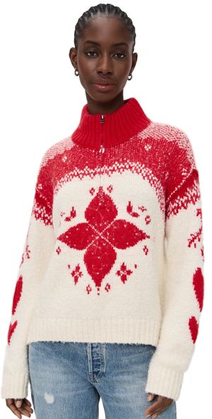 Free People Mythical Sweater Vanilla Scarlet Combo M
