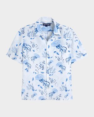 Men's Linen Medusa Shells Camp Shirt