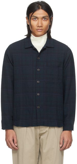 Universal Works Chemise de travail bleu marine à poche