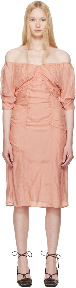 LEMAIRE Pink Silk Chiffon Parachute Midi Dress